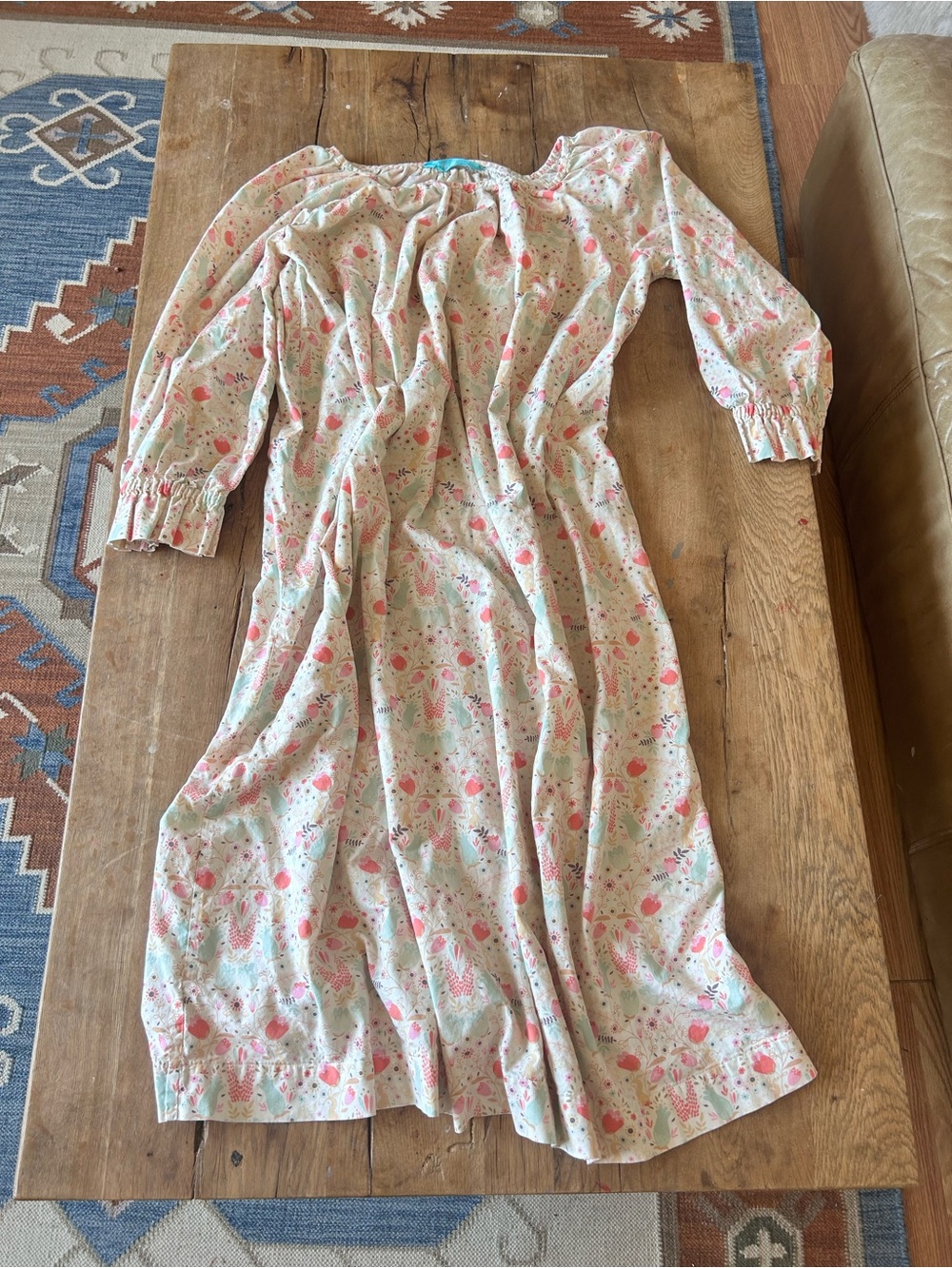 Bohemian Cottage Core MUMU pullover Floral Maxi Dress Cream XXL 16 handmade